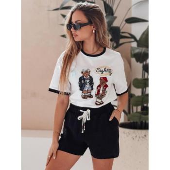 Rövidnadrágok - Fekete női magas derekú rövidnadrág SY0445 kép