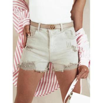 Rövidnadrágok - Női farmer bézs rövidnadrág lyukakkal kép