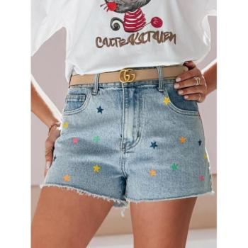 Rövidnadrágok - Női farmer rövidnadrág színes csillagokkal SY0463 kép