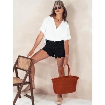 Rövidnadrágok - Női fekete rojtos rövidnadrág kép