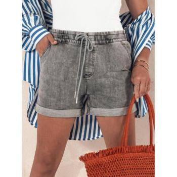 Rövidnadrágok - Női szürke rövidnadrág rugalmas derékkal kép