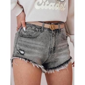 Rövidnadrágok - Szürke színű rojtos farmer rövidnadrág SY0478 kép