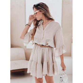 Ruhák hétköznapi viseletre - Bézs színű muszlin nyári ruha EY2615 kép