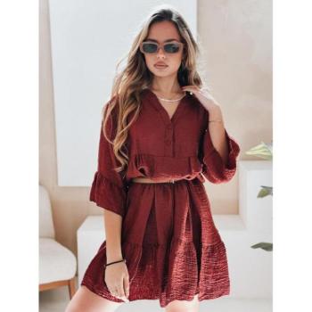 Ruhák hétköznapi viseletre - Bordó nyári muszlin ruha EY2614 kép