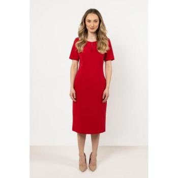 Ruhák hétköznapi viseletre - Női piros midi ruha rövid ujjakkal kép