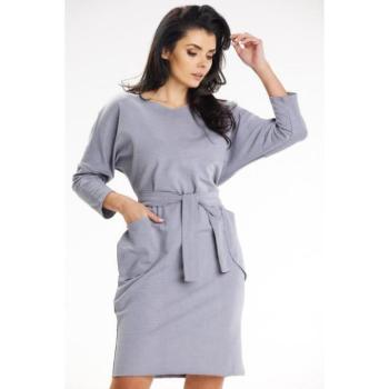 Ruhák hétköznapi viseletre - Női szürke ruha övvel kép