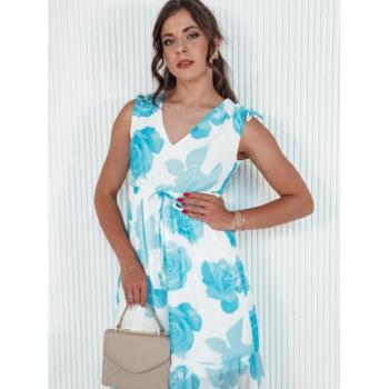 Ruhák hétköznapi viseletre - Női virágos ruha kék-fehér színben kép