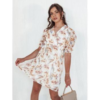 Ruhák hétköznapi viseletre - Virágmintás fehér ruha megkötőkkel kép