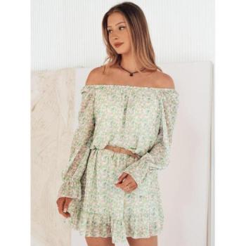 Ruhák hétköznapi viseletre - Zöld virágmintás váll nélküli ruha kép