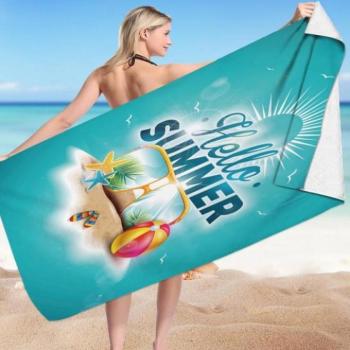 Strand törölközők - Türkiz strandtörölköző nyári mintával kép