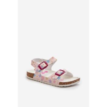 Szandálok lányoknak - Lányos rózsaszín szandálok virágokkal kép