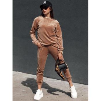 Szettek - Bársony világosbarna női szett kép