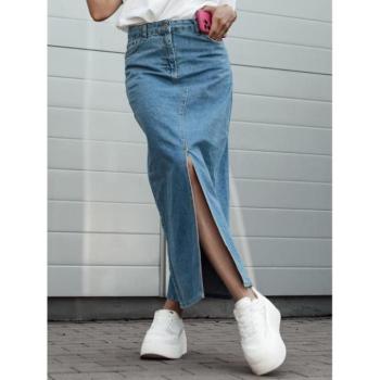 Szoknyák - Kék farmer maxi szoknya hasítékkal kép