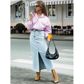 Szoknyák - Világoskék farmer maxi szoknya kép