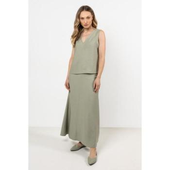 Szoknyák - Zöld női maxi szoknya hasítékkal kép