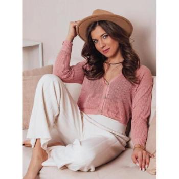 Szvetterek - Áttört női pulóver barack színben kép