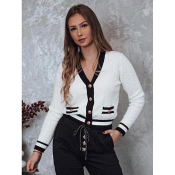 Szvetterek - Fehér gombos pulóver kontrasztos szegéllyel MY2365 kép