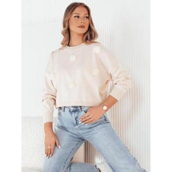 Szvetterek - Női bézs pulóver virágokkal kép