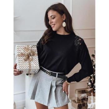 Szvetterek - Női fekete pulóver díszítéssel MY2371 kép