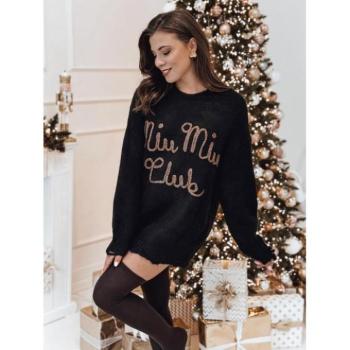 Szvetterek - Női fekete pulóver MY2347 felirattal kép