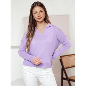 Szvetterek - Női lila oversize pulóver gallérral MY2416 kép