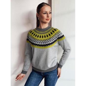 Szvetterek - Női szürke pulóver MY2376 mintával kép