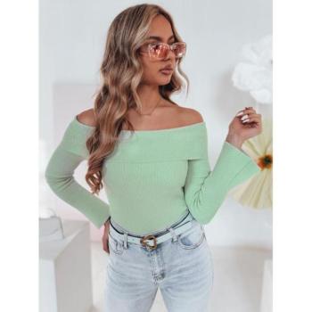 Szvetterek - Női világoszöld pulóver szabadon hagyott vállal MY2430 kép