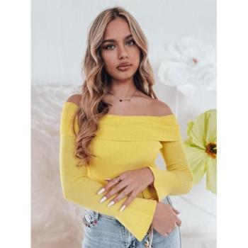 Szvetterek - Sárga női pulóver szabadon hagyott vállal MY2425 kép