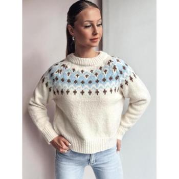Szvetterek - Világos bézs színű női pulóver skandináv mintával MY2351 kép