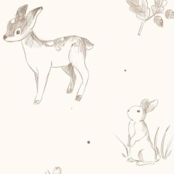 Tapeták - Bézs színű dekoratív tapéta állatokkal kép