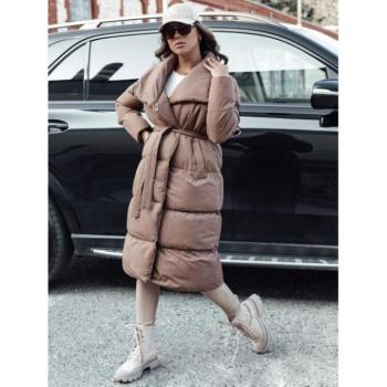 Télikabátok - Női hosszú barna kabát széles gallérral TY4571 kép