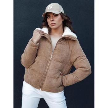 Télikabátok - Női kordbársony kabát sötét bézs színben TY4359 kép