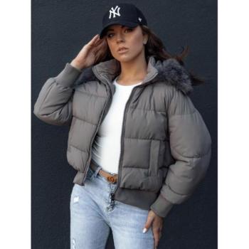 Télikabátok - Női rövid sötétszürke téli kabát TY4428 kép