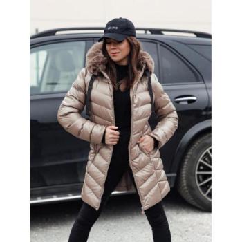 Télikabátok - Sötét bézs fényes női kabát TY4773 kép