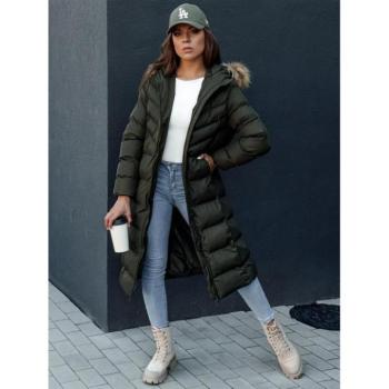 Télikabátok - Zöld hosszú női téli kabát TY4377 kép