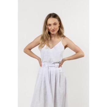 Ujjatlan blúzok - Női fehér pamut pántos felső kép