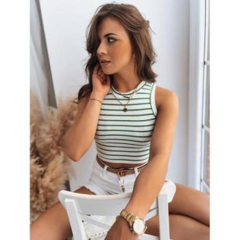 Ujjatlan - Csíkos női felső,  fehér és zöld színben kép