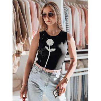 Ujjatlan - Fekete női 3D virágos póló RY2731 kép