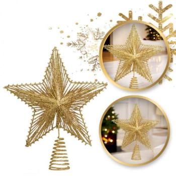 Ünnepi dekorációk - Arany csillag, karácsonyfára kép