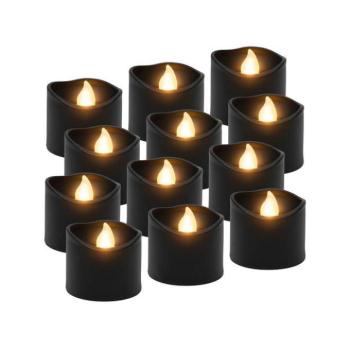 Ünnepi dekorációk - Fekete LED gyertyák 12 darab 3,6 cm kép