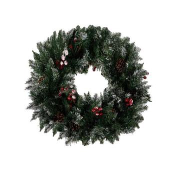 Ünnepi dekorációk - Havas karácsonyi koszorú kép