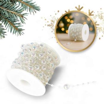 Ünnepi dekorációk - Karácsonyfa lánc szivárvány gyöngyökkel kép