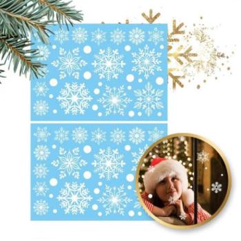 Ünnepi dekorációk - Karácsonyi ablakmatricák - hópelyhek kép