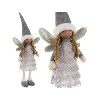 Ünnepi dekorációk - Karácsonyi figura, tündér, szürke kép