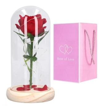 Ünnepi dekorációk - Kristály örök rózsa, üvegkupola alatt kép