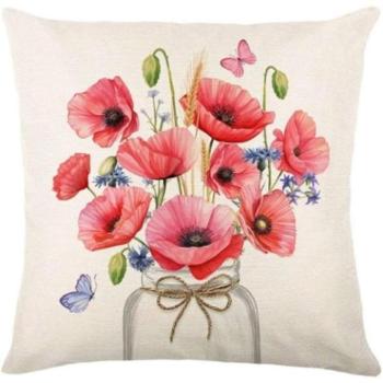 Ünnepi dekorációk - Tavaszi párnahuzat pipacscsokorral kép