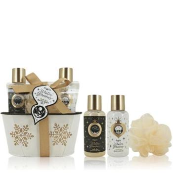 ACCENTRA Fürdőszett Winter Glamour bádogvödörben Vanília és pézsma 2x100ml + 15g kép