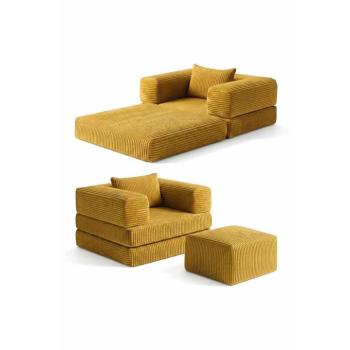Atelier Del Sofa Gyerek Kanapéágy Mustár Puflu - Mustár kép