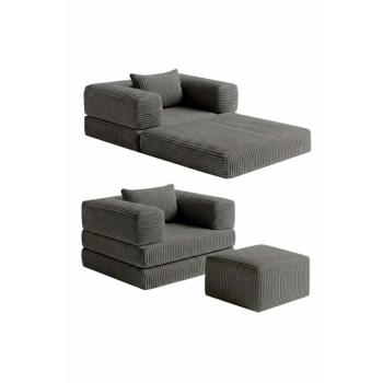 Atelier Del Sofa Gyerek kanapéágy Sötétszürke Puflu - Sötétszürke kép
