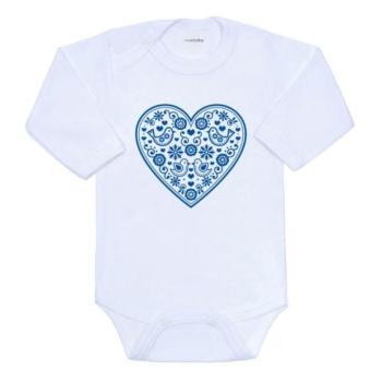 Baba body nyomtatással New Baby Népies minta kék szív 80 (9-12hó) kép